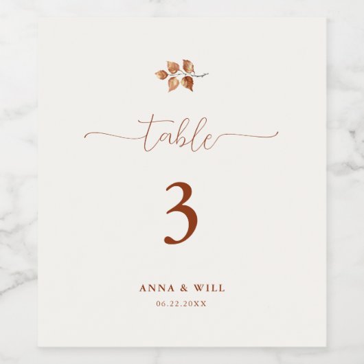 Herfst bladeren terracotta chic elegante bruiloft wijn etiket (Enkel label)