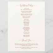 Herfst bladeren terracotta elegante bruiloft cerem programmakaart (Achterkant)