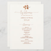 Herfst bladeren terracotta elegante bruiloft cerem programmakaart (Voorkant / Achterkant)