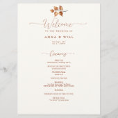 Herfst bladeren terracotta elegante bruiloft cerem programmakaart (Voorkant)