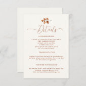 Herfst bladeren terracotta elegante bruiloft detai informatiekaartje (Voorkant / Achterkant)