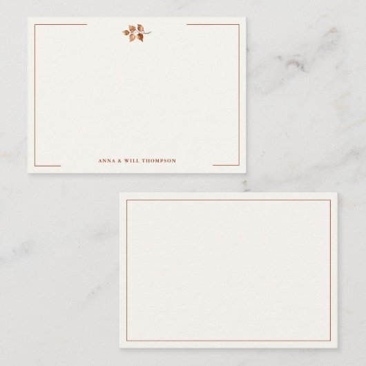 herfst bladeren terracotta elegante bruiloft paar notitiekaartje (Voorkant / Achterkant)