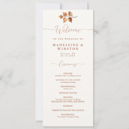 Herfst bladeren terracotta elegante bruiloft progr