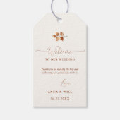 Herfst bladeren terracotta elegante bruiloft welko cadeaulabel (Voorkant)