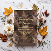 Herfst bladeren Thanksgiving Dinner Party Gold Folie Uitnodiging