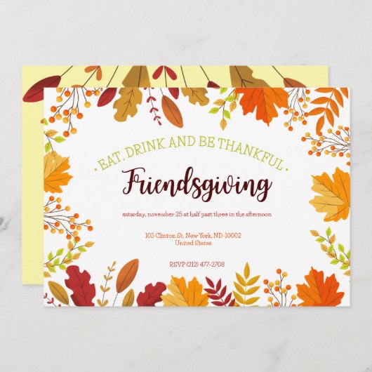 Herfst bladeren Thanksgiving feest Kaart (Voorkant / Achterkant)