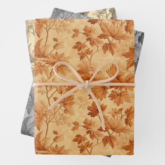 Herfst bladeren thema modern Toile de Jouy patroon Inpakpapier Vel (In situ)