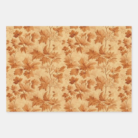 Herfst bladeren thema modern Toile de Jouy patroon Inpakpapier Vel (Voorkant)