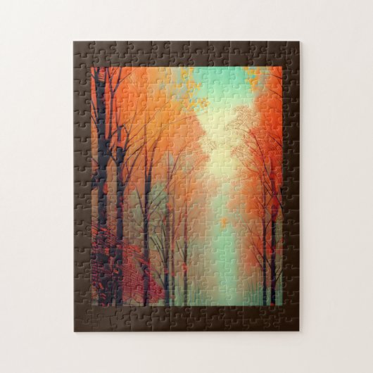 Herfst bladeren tussen gouden oranje bladeren legpuzzel (Verticaal)