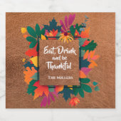 Herfst Bladeren van Thanksgiving op Leer Sparkling Wijnetiket (Enkel label)