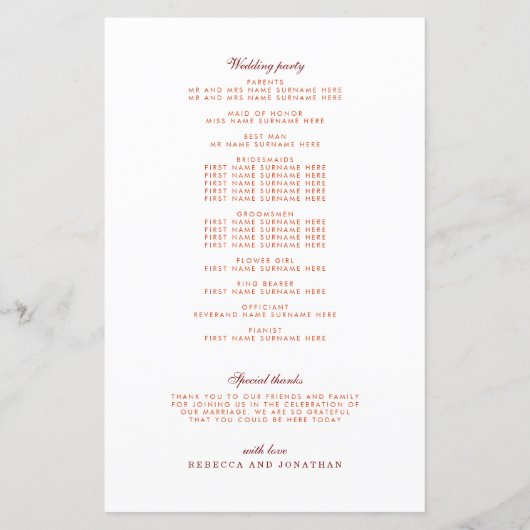 Herfst bladeren verbrand Sinaasappel bruiloft prog (Achterkant)