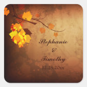 Herfst bladeren  verontruste bruiloft stickers (Voorkant)
