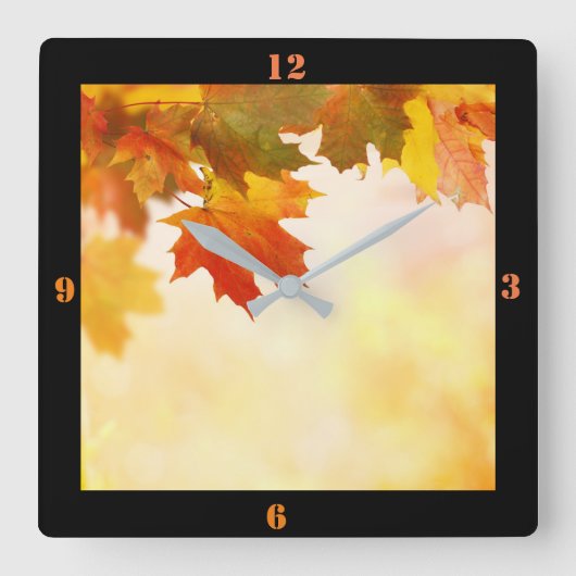 Herfst-bladeren Vierkante Klok (Voorkant)