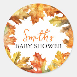 Herfst bladeren warm kleur Baby shower Ronde Sticker