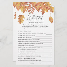 Herfst bladeren - Wat zei de bruidegom bruidsspel