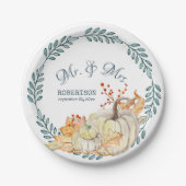 Herfst bladeren Waterverf pompoen rustieke schuur Papieren Bordje (Voorkant)