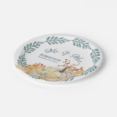 Herfst bladeren Waterverf pompoen rustieke schuur Papieren Bordje (Gekanteld)