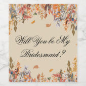 Herfst bladeren zal je mijn bruidsmeisje wijn etiket (Enkel label)