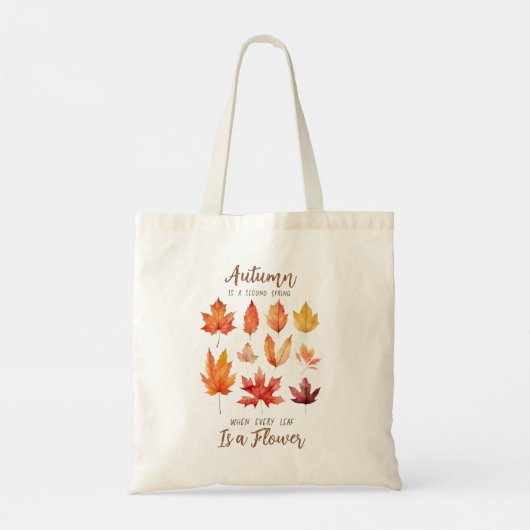 Herfst bladeren zijn bloemen citaat tote bag (Achterkant)