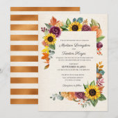 Herfst Bladeren Zonnebloem Herfst Huwelijksuitnodi Kaart (Voorkant / Achterkant)