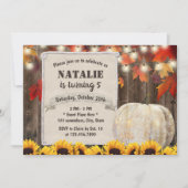 Herfst Bladeren Zonnebloemen Pompoen 5e verjaardag Kaart (Voorkant)