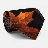 Herfst Bladeren Zwart Achtergrond Stropdas (Opgerold)