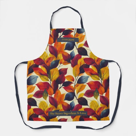 Herfst Bladerpatroon Met Levendig Bladeren Ontwerp Schort (Voorkant)