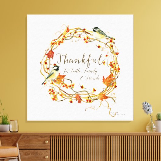Herfst Bladkrans Dankbaar Geloof Familie Vrienden Canvas Afdruk (Insitu (Woonkamer))