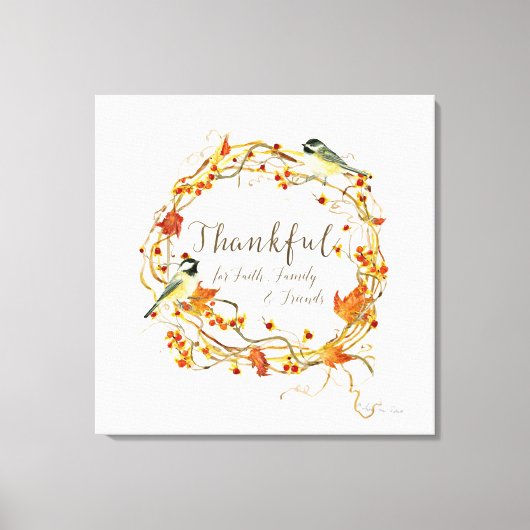 Herfst Bladkrans Dankbaar Geloof Familie Vrienden Canvas Afdruk (Voorkant)