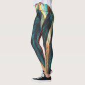Herfst bladpatroon met gekleurde vormen contempory leggings (Links)