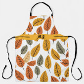 Herfst Bladpatroon Monogram Bloemen Botanisch Schort (Voorkant)