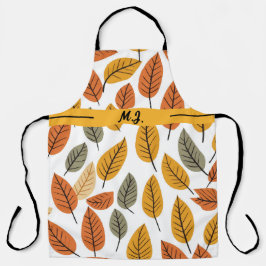 Herfst Bladpatroon Monogram Bloemen Botanisch Schort