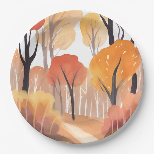 Herfst bladverliezend papieren bordje (Voorkant)