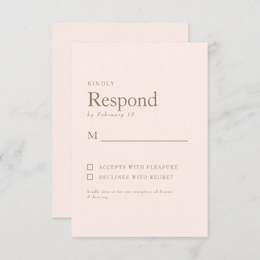 Herfst Blauw Eenvoudig Goud Tekst Bruiloft RSVP (Voorkant / Achterkant)