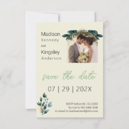 Herfst Blauw en Gouden Bloemen Bewaar de Datum Fot Save The Date
