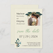 Herfst Blauw en Gouden Bloemen Bewaar de Datum Fot Save The Date (Voorkant / Achterkant)