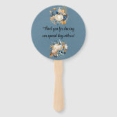 Herfst Blauw en Sinaasappel Pumpkin Peony Wedding Handwaaier (Achterkant)