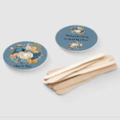 Herfst Blauw en Sinaasappel Pumpkin Peony Wedding Handwaaier (Niet-gemonteerd)