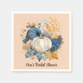 Herfst Blauw en Sinaasappel Pumpkin Peony Wedding Servet