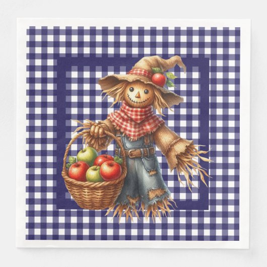 Herfst Blauw Gingham Servet (Voorkant)