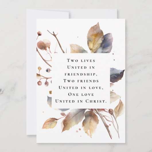 Herfst Blauw Goud Bladeren Waterverf Christelijk B Save The Date (Achterkant)