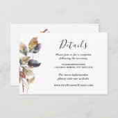 Herfst Blauw Goud Rood Blad Waterverf Bruiloft Informatiekaartje (Voorkant / Achterkant)