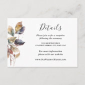 Herfst Blauw Goud Rood Blad Waterverf Bruiloft Informatiekaartje (Voorkant)