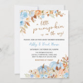Herfst Blauw pompoen Baby shower Kaart (Voorkant)