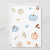 Herfst Blauw pompoen Baby shower Kaart (Achterkant)