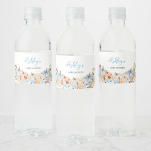 Herfst Blauw pompoen Baby shower Waterfles Etiket