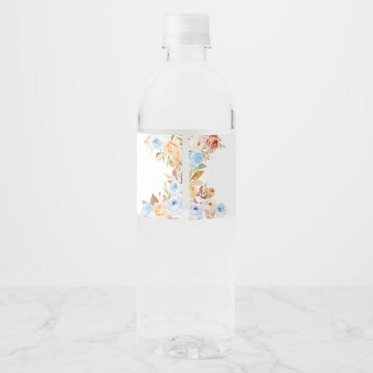Herfst Blauw pompoen Baby shower Waterfles Etiket (Achterkant)