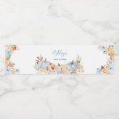 Herfst Blauw pompoen Baby shower Waterfles Etiket (Enkel label)