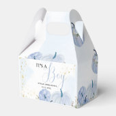 Herfst Blauw Pompoen Bloemen Jongen Baby shower Bedankdoosjes (Achterkant)