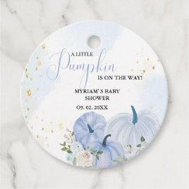 Herfst Blauw Pompoen Bloemen Jongen Baby shower Bedankjes Labels